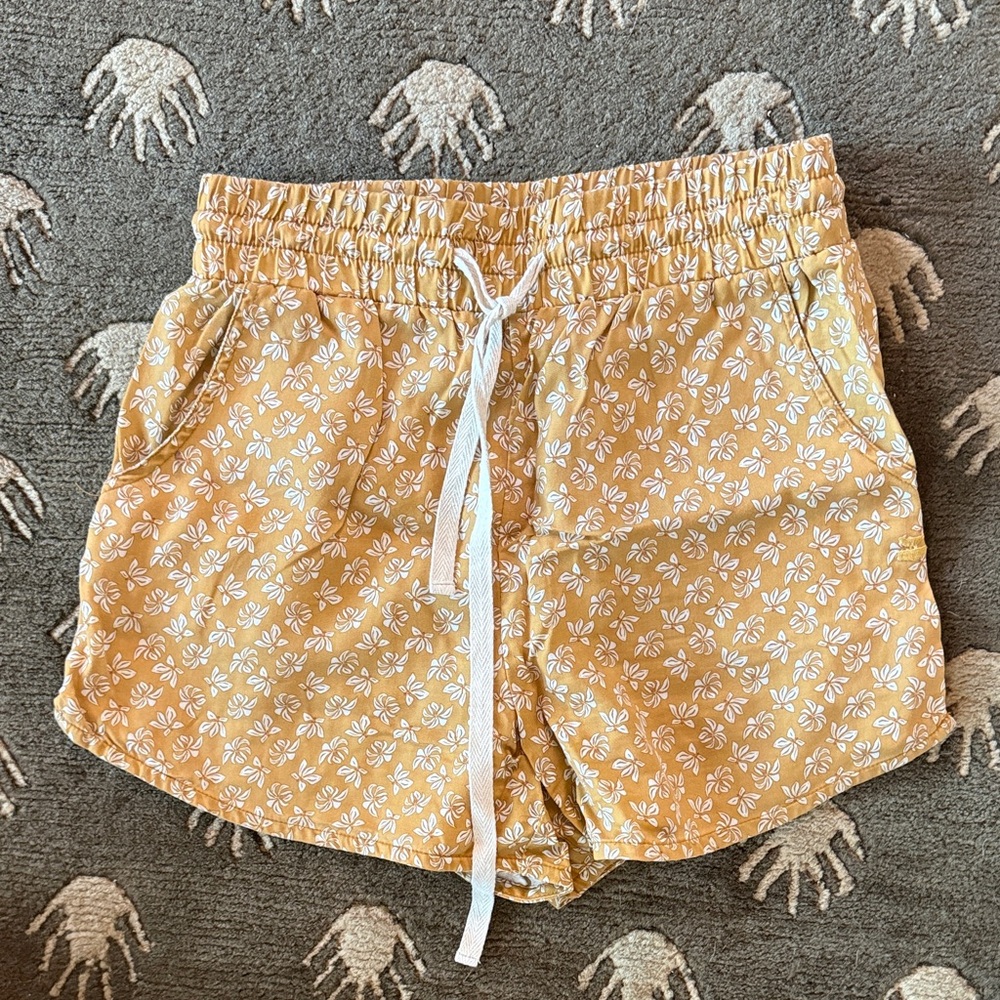 Women's Mustard Floral Drawstring Shorts